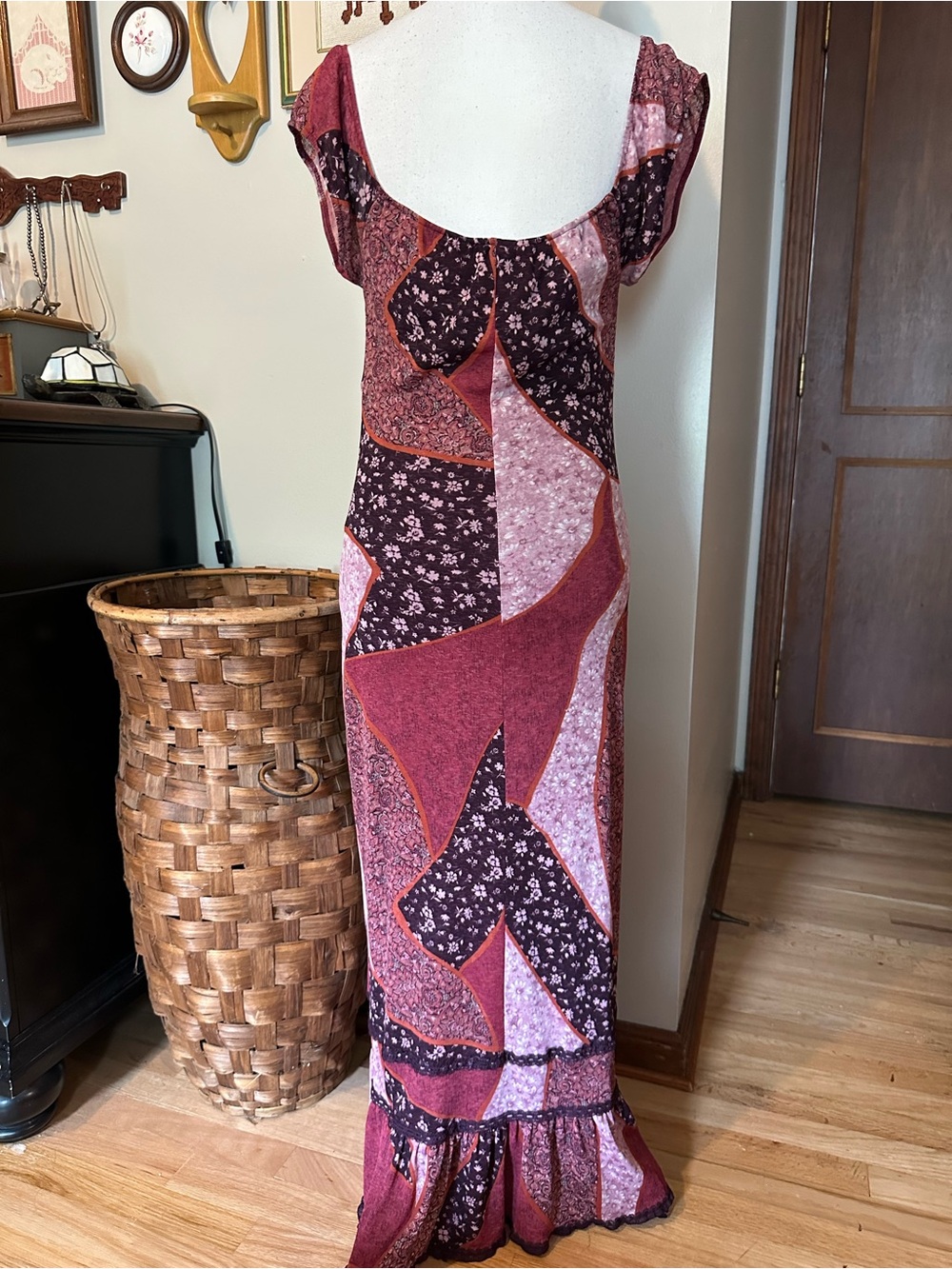 Vintage Y2K Charlotte Russe patchwork maxi dress with lace trim and ruffles - Picture 5 of 8